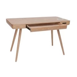 MILIBOO Bureau Connecté Multimédia En Frêne Massif CLEVER - Bois Clair / Blanc -France MILIBOO Soldes 2022 64073661 3