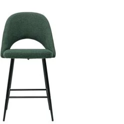 MILIBOO Tabourets De Bar En Tissu Effet Velours Texturé Vert H65 Cm (lot De 2) COSETTE - Vert Velours -France MILIBOO Soldes 2022 64073666 2