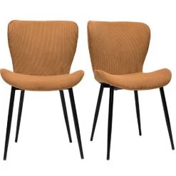 MILIBOO Chaises Design En Velours Côtelé Jaune Curry Et Métal Noir (lot De 2) ADDICT - Jaune Velours