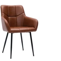MILIBOO Chaises Design Matelassées En Polyuréthane Marron Et Métal Noir (lot De 2) MONTERO - Marron Mat -France MILIBOO Soldes 2022 64129236 3