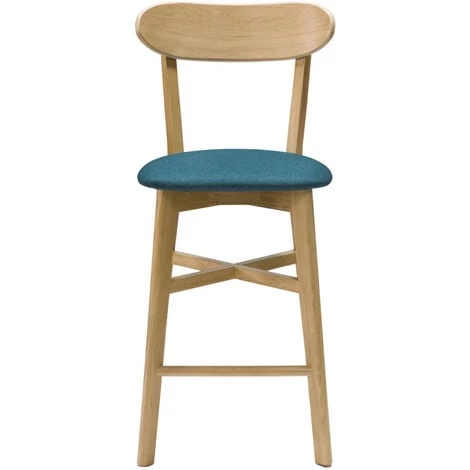 MILIBOO Tabouret De Bar Vintage Bois Clair Et Bleu Canard H65 Cm DOVE - Bleu Canard 3 MILIBOO Tabouret De Bar Vintage Bois Clair Et Bleu Canard H65 Cm DOVE - Bleu Canard