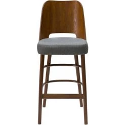 MILIBOO Tabouret De Bar Vintage Noyer Et Tissu Gris Foncé H65 Cm EDITO - Noyer