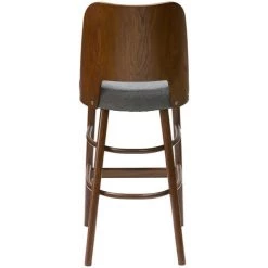 MILIBOO Tabouret De Bar Vintage Noyer Et Tissu Gris Foncé H65 Cm EDITO - Noyer -France MILIBOO Soldes 2022 64499129 4