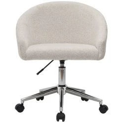 MILIBOO Chaise De Bureau Design à Roulettes En Tissu Velours Chenille Beige RAVEN - Beige Naturel Velours