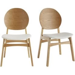 MILIBOO Chaises Scandinaves En Bois Clair Et Polyuréthane Blanc (lot De 2) ELTON - Bois Clair / Blanc