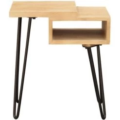 MILIBOO Table De Chevet En Manguier Massif Et Métal Noir VIBES - Naturel