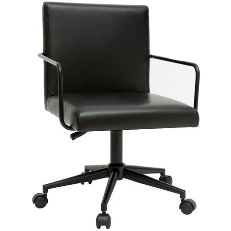 MILIBOO Chaise De Bureau Vintage En Polyuréthane Et Métal Noir FLOKI - Noir 4 MILIBOO Chaise De Bureau Vintage En Polyuréthane Et Métal Noir FLOKI - Noir – Image 2