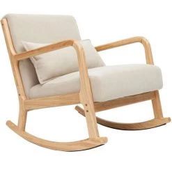 MILIBOO Rocking Chair Scandinave Bois Clair Et Tissu Effet Velours Beige DERRY - Beige Naturel Velours 7 MILIBOO Rocking Chair Scandinave Bois Clair Et Tissu Effet Velours Beige DERRY - Beige Naturel Velours -France MILIBOO Soldes 2022 64616908 2