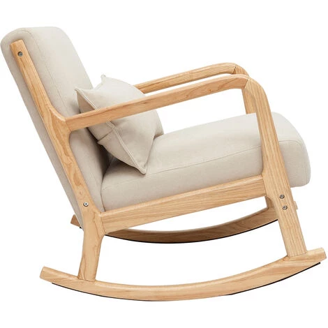MILIBOO Rocking Chair Scandinave Bois Clair Et Tissu Effet Velours Beige DERRY - Beige Naturel Velours 5 MILIBOO Rocking Chair Scandinave Bois Clair Et Tissu Effet Velours Beige DERRY - Beige Naturel Velours – Image 3