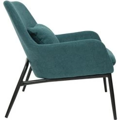 MILIBOO Fauteuil Design Tissu Effet Velours Bleu Canard Et Métal Noir MAXINE - Bleu Canard Velours -France MILIBOO Soldes 2022 64616909 3