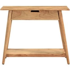 MILIBOO Console En Acacia Massif L90 Cm FRANKLIN - Bois Clair / Blanc