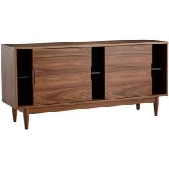 MILIBOO Buffet 3 Portes Coulissantes Noyer L160 Cm RYDD - Noyer -France MILIBOO Soldes 2022 65449634 3