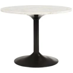 MILIBOO Table Basse En Marbre Et Métal Noir D60 Cm COPEN - Blanc