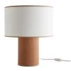 MILIBOO Lampe à Poser Avec Abat-jour En Coton Couleur Sable Et Socle En Feuille D'acajou H36 Cm SOLAR - Acajou -France MILIBOO Soldes 2022 65601368 1