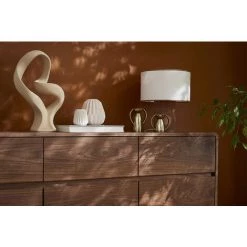 MILIBOO Lampe à Poser Avec Abat-jour En Coton Couleur Sable Et Socle En Feuille D'acajou H36 Cm SOLAR - Acajou -France MILIBOO Soldes 2022 65601368 4