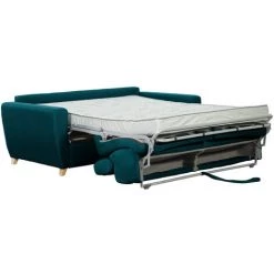 MILIBOO Canapé Convertible 3 Places Avec Têtières Ajustables Bleu Paon Avec Matelas 13 Cm GOYA - Bleu Canard Mat -France MILIBOO Soldes 2022 65601369 3