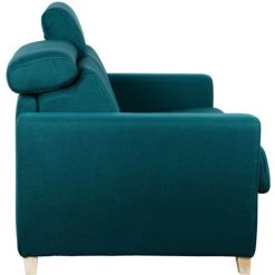 MILIBOO Canapé Convertible 3 Places Avec Têtières Ajustables Bleu Paon Avec Matelas 13 Cm GOYA - Bleu Canard Mat -France MILIBOO Soldes 2022 65601369 4