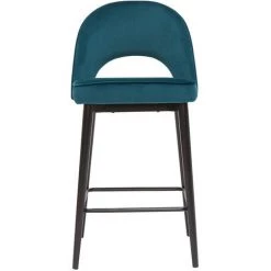 MILIBOO Tabouret De Bar Design En Velours Bleu Pétrole Et Métal H69 Cm BELLEROSE - Bleu Pétrole Velours