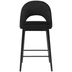 MILIBOO Tabouret De Bar Design En Velours Noir Et Métal H69 Cm BELLEROSE - Noir Velours