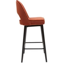 MILIBOO Tabouret De Bar Design En Velours Terracotta Et Métal H69 Cm BELLEROSE - Terra Cotta Velours -France MILIBOO Soldes 2022 65793326 3