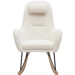 MILIBOO Rocking Chair Design En Tissu Effet Peau De Mouton MANIA - Blanc