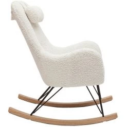 MILIBOO Rocking Chair Design En Tissu Effet Peau De Mouton MANIA - Blanc -France MILIBOO Soldes 2022 65793328 3