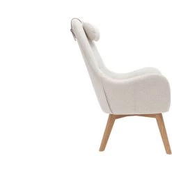 MILIBOO Fauteuil Scandinave En Tissu Beige Et Bois Clair MANIA - Beige -France MILIBOO Soldes 2022 65793330 3