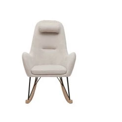 MILIBOO Rocking Chair Design En Tissu Beige MANIA - Beige