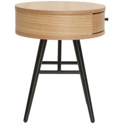 MILIBOO Table De Chevet Vintage Ronde En Bois Clair Et Métal Noir KORAL - Frêne -France MILIBOO Soldes 2022 65793336 3