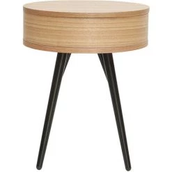 MILIBOO Table De Chevet Vintage Ronde En Bois Clair Et Métal Noir KORAL - Frêne -France MILIBOO Soldes 2022 65793336 4