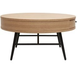 MILIBOO Table Basse Ronde En Bois Clair Et Métal Noir Avec Tiroir D82 Cm KORAL - Naturel -France MILIBOO Soldes 2022 65793571 3