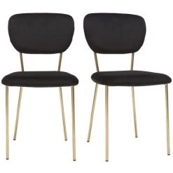 MILIBOO Chaises Design En Velours Noir Et Métal Doré (lot De 2) LEPIDUS - Noir Velours