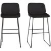 MILIBOO Tabourets De Bar Fixes En Tissu Velours Noir Pieds Métal Noir H65 (lot De 2) KAOLY - Noir Velours -France MILIBOO Soldes 2022 65913317 1