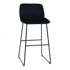 MILIBOO Tabourets De Bar Fixes En Tissu Velours Noir Pieds Métal Noir H65 (lot De 2) KAOLY - Noir Velours -France MILIBOO Soldes 2022 65913317 3