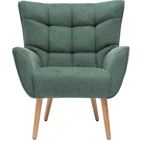 MILIBOO Fauteuil Scandinave Tissu Effet Velours Texturé Vert Foncé Et Hévéa Massif AVERY - Vert Velours 3 MILIBOO Fauteuil Scandinave Tissu Effet Velours Texturé Vert Foncé Et Hévéa Massif AVERY - Vert Velours