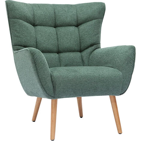 MILIBOO Fauteuil Scandinave Tissu Effet Velours Texturé Vert Foncé Et Hévéa Massif AVERY - Vert Velours 4 MILIBOO Fauteuil Scandinave Tissu Effet Velours Texturé Vert Foncé Et Hévéa Massif AVERY - Vert Velours – Image 2