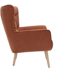 MILIBOO Fauteuil Scandinave Tissu Effet Velours Texturé Terre Brûlée Et Hévéa Massif AVERY - Orange Velours -France MILIBOO Soldes 2022 65913319 3