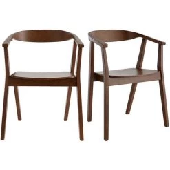 MILIBOO Chaises Scandinaves En Bois Foncé (lot De 2) BAHIA - Noyer