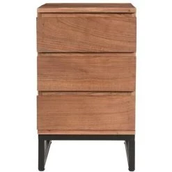 MILIBOO Caisson De Bureau 3 Tiroirs En Acacia Massif Et Métal HOORN - Bois Clair / Noir