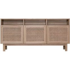 MILIBOO Buffet Vintage En Bois Clair Et Cannage Rotin L160 Cm GALINA - Naturel