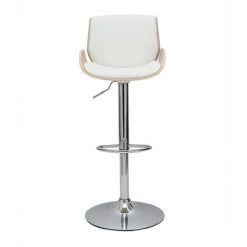 MILIBOO Tabouret De Bar Relevable Blanc Et Bois Clair VESPER - Bois Clair / Blanc