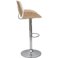 MILIBOO Tabouret De Bar Relevable Blanc Et Bois Clair VESPER - Bois Clair / Blanc -France MILIBOO Soldes 2022 67310762 3