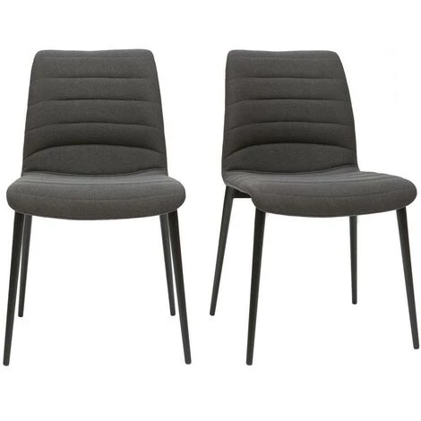 MILIBOO Chaises Design En Tissu Gris Foncé Et Métal Noir (lot De 2) ZADIG - Gris Foncé 3 MILIBOO Chaises Design En Tissu Gris Foncé Et Métal Noir (lot De 2) ZADIG - Gris Foncé