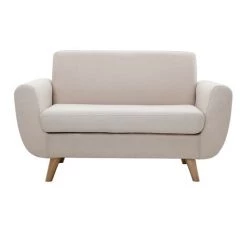 MILIBOO Canapé Scandinave 2 Places Beige Et Hévéa Massif PURE - Beige