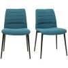 MILIBOO Chaises Design En Tissu Bleu Canard Et Métal Noir (lot De 2) ZADIG - Bleu Canard