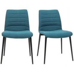 MILIBOO Chaises Design En Tissu Bleu Canard Et Métal Noir (lot De 2) ZADIG - Bleu Canard