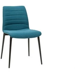 MILIBOO Chaises Design En Tissu Bleu Canard Et Métal Noir (lot De 2) ZADIG - Bleu Canard -France MILIBOO Soldes 2022 67390138 3