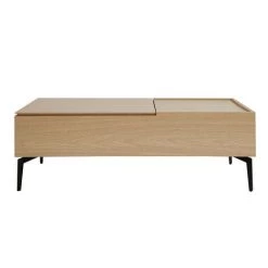 MILIBOO Table Basse Relevable En Bois Clair Et Métal Noir L103 Cm SEDA - Naturel