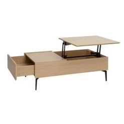 MILIBOO Table Basse Relevable En Bois Clair Et Métal Noir L103 Cm SEDA - Naturel -France MILIBOO Soldes 2022 67441764 4