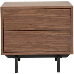 MILIBOO Table De Chevet Vintage Noyer Et Métal MANNY - Noyer